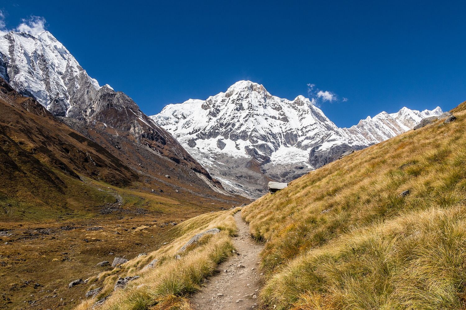 Peaks of the Annapurna Sanctuary seen from Annapurna Base Camp
